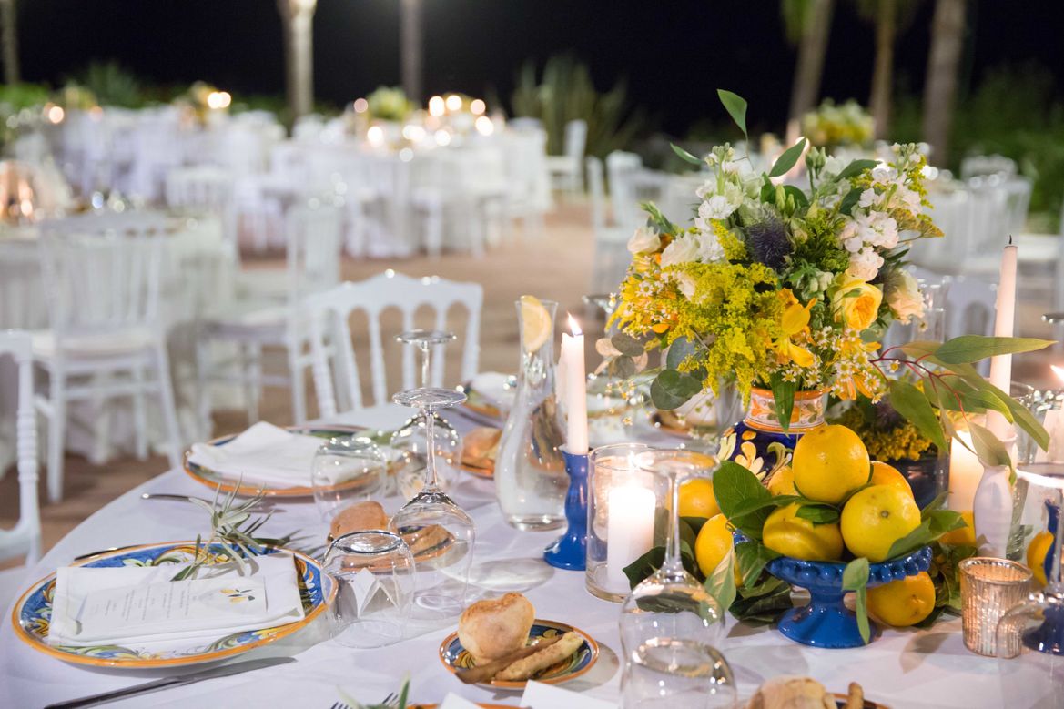 styling wedding dinner table Sicilian lemons 